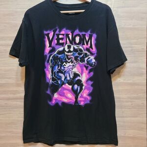 Marvel Venom Mens T Shirt Size Large L Black Graphic Tee Cotton Comic Book S/S